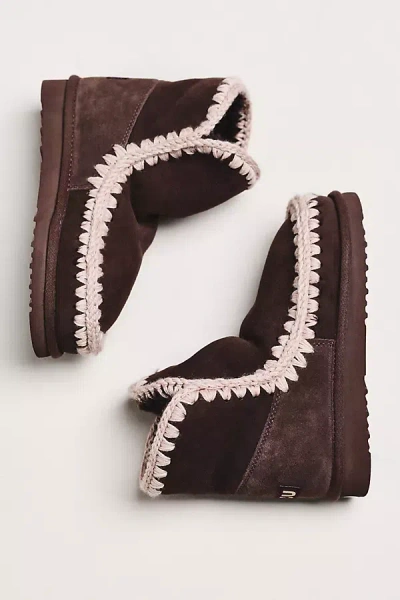 Mou Stitched Detail Sheepskin Boots In Brown