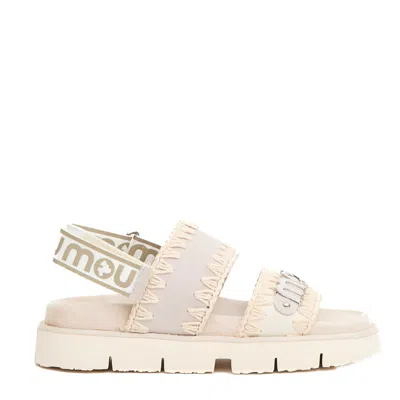 Mou Suede And Canvas Beige Sandals