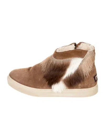 Pre-owned Mou Suede Animal Print Boots In Brown/neutrals