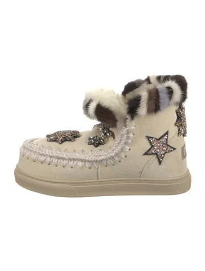 Pre-owned Mou Suede Animal Print Sneakers In Neutral