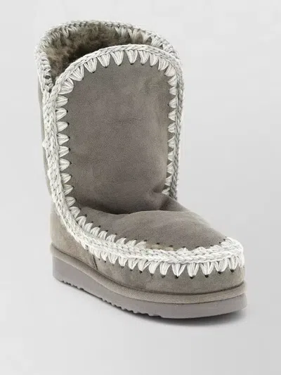 Mou Suede Ankle Slippers Eskimo 24 Flat Sole In Brown