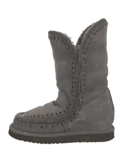 Pre-owned Mou Suede Boots In Grey