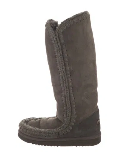 Pre-owned Mou Suede Boots In Grey