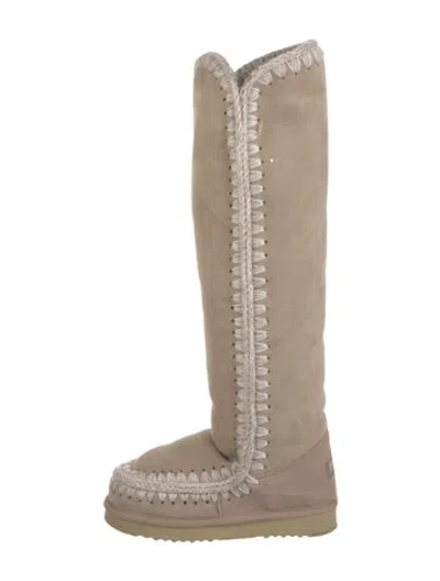 Pre-owned Mou Suede Boots In Neutral