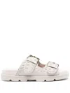 Mou Suede Buckle Slides In Gray