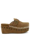Mou Platform Mule Sandals Round Toe Studs Suede In Multi