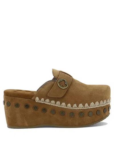 Mou Suede Clogs In Brown