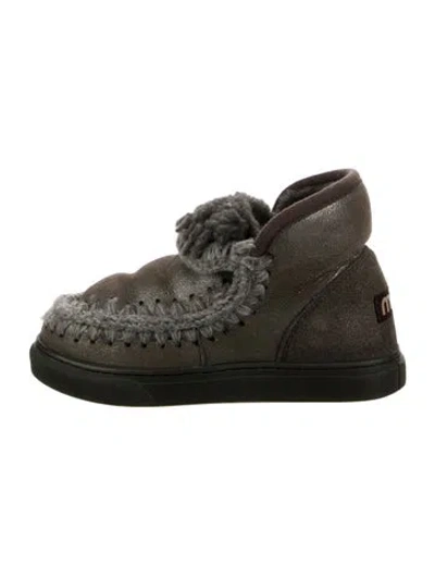 Pre-owned Mou Suede Colorblock Pattern Boots In Gray