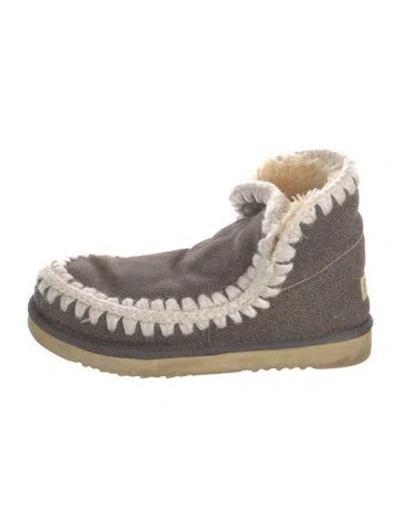 Pre-owned Mou Suede Colorblock Pattern Lace-up Boots In Multicolor