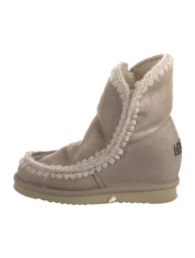 Pre-owned Mou Suede Combat Boots In Neutral