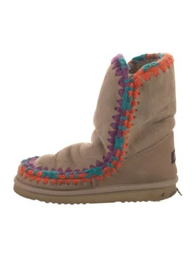 Pre-owned Mou Suede Combat Boots In Neutral