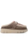 Mou 'bounce' Brown Mules With Logo Lettering And Open Rear In 中性色