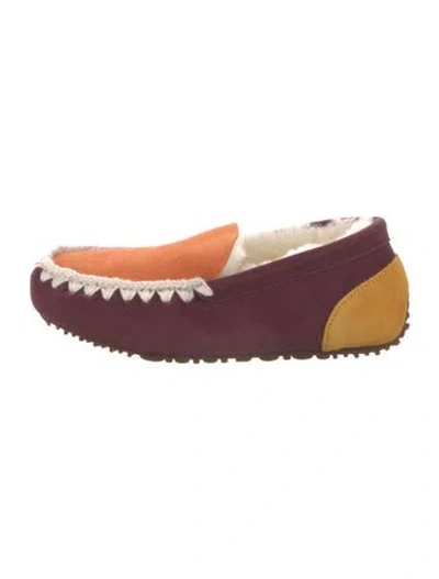 Pre-owned Mou Suede Faux Fur Trim W/ Tags In Burgundy