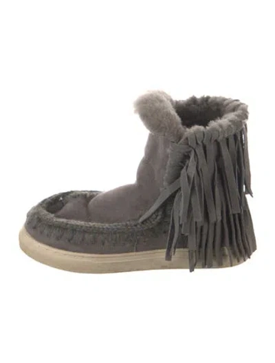 Pre-owned Mou Suede Fringe Trim Accent Boots In Multicolor