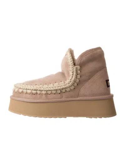 Pre-owned Mou Suede Fur Trim Snow Boots In Multicolor