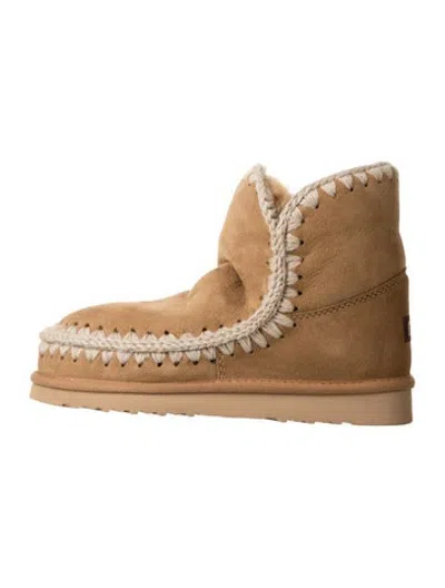 Pre-owned Mou Suede Fur Trim Snow Boots In Neutrals