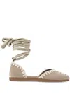 Mou Suede Lace-up Flat Sandals In Brown