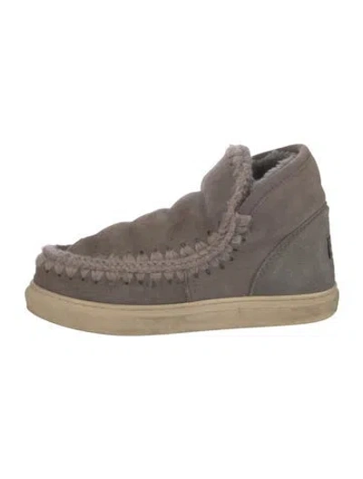 Pre-owned Mou Suede Lace-up Boots In Gray