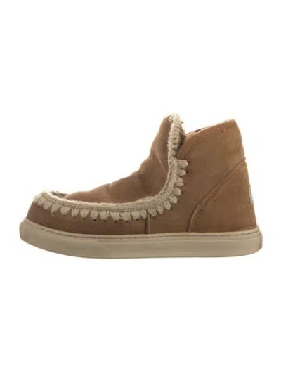 Pre-owned Mou Suede Lace-up Boots In Neutral