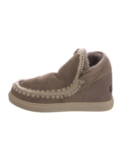 Pre-owned Mou Suede Lace-up Boots In Neutral