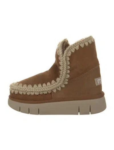 Pre-owned Mou Suede Lace-up Boots W/ Tags In Brown