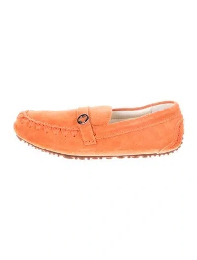 Pre-owned Mou Suede Moccasins In Orange