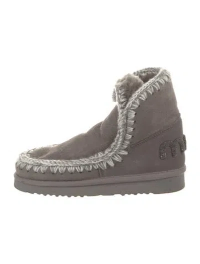 Pre-owned Mou Suede Patterned Snow Boots In Gray