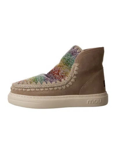 Pre-owned Mou Suede Patterned Snow Boots W/ Tags In Neutrals