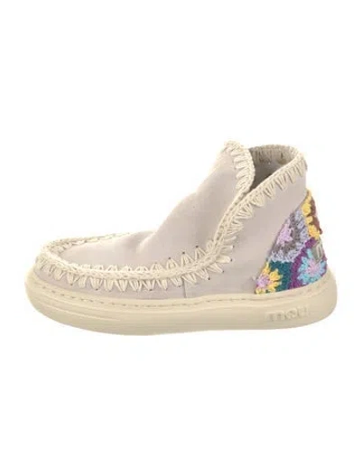 Pre-owned Mou Suede Printed Lace-up Boots W/ Tags In Purple