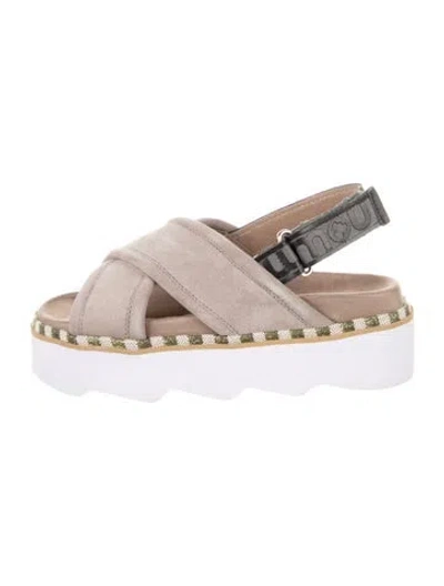 Pre-owned Mou Suede Printed Slingback Sandals In Neutral