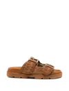 Mou Slip-on Sandals With Decorative Buckles In Brown