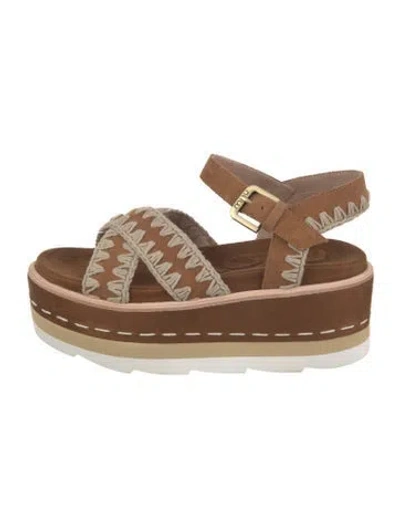 Pre-owned Mou Suede Sandals In Neutral