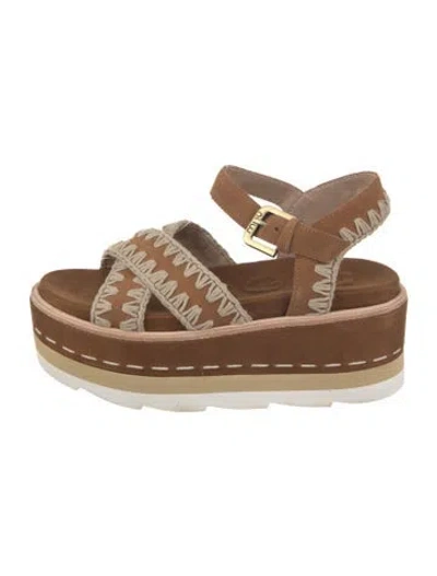 Pre-owned Mou Suede Sandals In Neutral