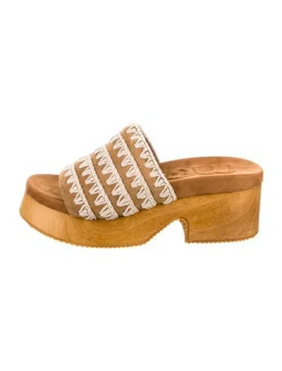 Pre-owned Mou Suede Slides In Brown