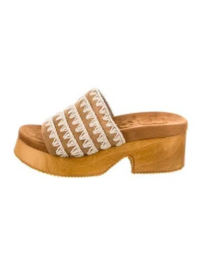 Pre-owned Mou Suede Slides In Brown