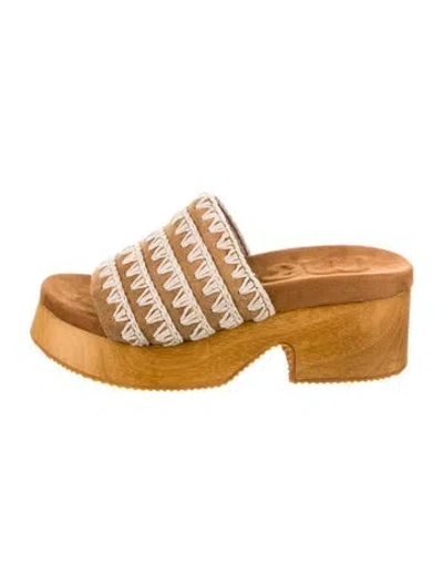 Pre-owned Mou Suede Slides In Brown