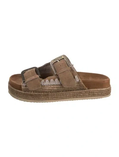 Pre-owned Mou Suede Slides In Gold