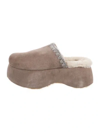 Pre-owned Mou Suede Slides In Neutrals