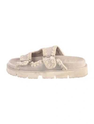 Pre-owned Mou Suede Slides In Neutrals