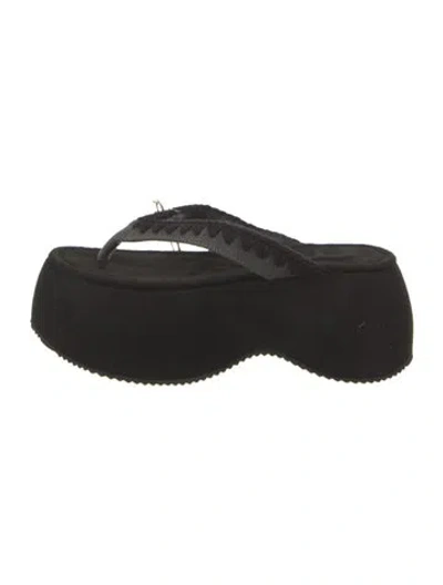Pre-owned Mou Suede Slides W/ Tags In Black