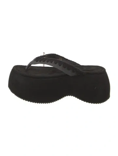 Pre-owned Mou Suede Slides W/ Tags In Black