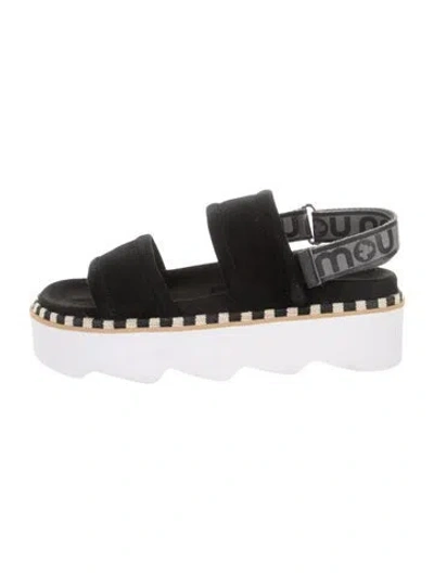 Pre-owned Mou Suede Slingback Sandals In Black