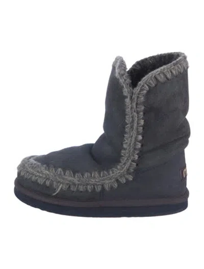 Pre-owned Mou Suede Slouch Boots In Blue