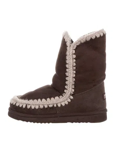 Pre-owned Mou Suede Slouch Boots In Brown