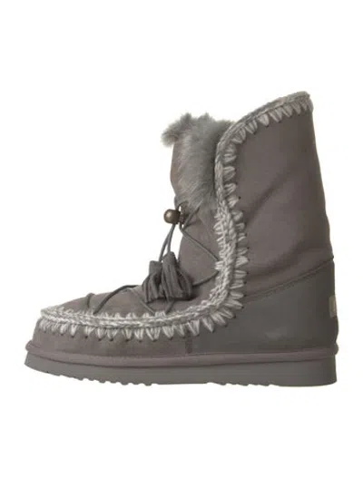 Pre-owned Mou Suede Tassel Accents Snow Boots In Grey