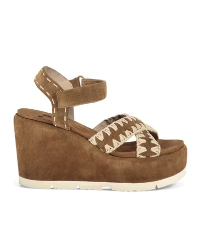 Mou Suede Wedge Sandals In Brown