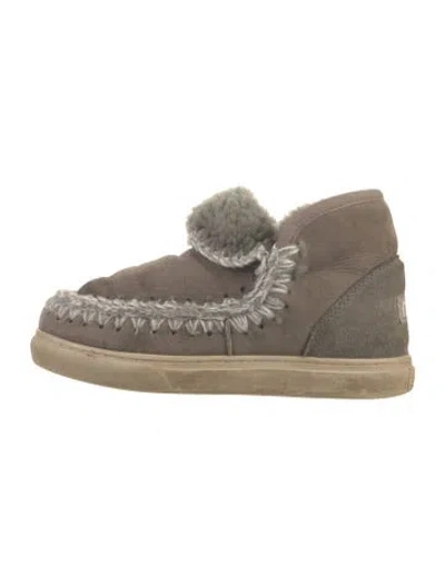 Pre-owned Mou Suede Whipstitch Trim Boots In Grey