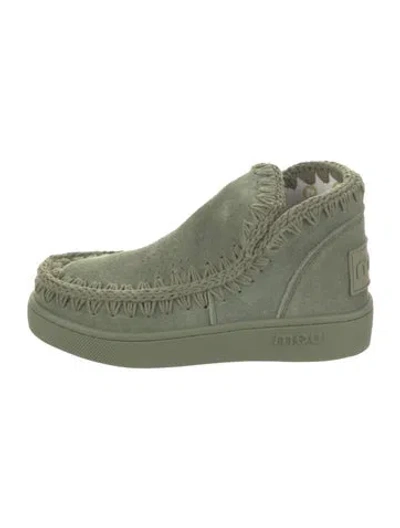 Pre-owned Mou Suede Whipstitch Trim Boots W/ Tags In Green