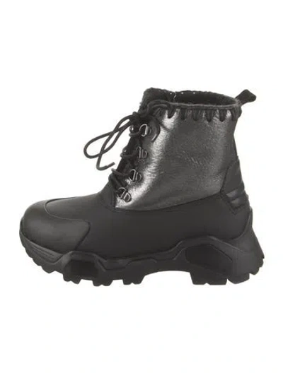 Pre-owned Mou Suede Whipstitch Trim Combat Boots In Multi