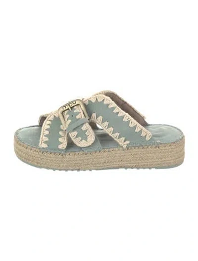 Pre-owned Mou Suede Whipstitch Trim Espadrilles W/ Tags In Blue